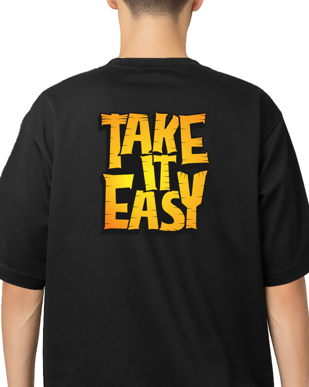 Camiseta Take It Easy Preto com Amarelo